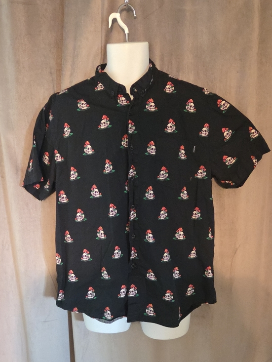 Molokai Surf Co Other - XL Black Short-Sleeve Button-Down Shirt with Red & White Skull Print